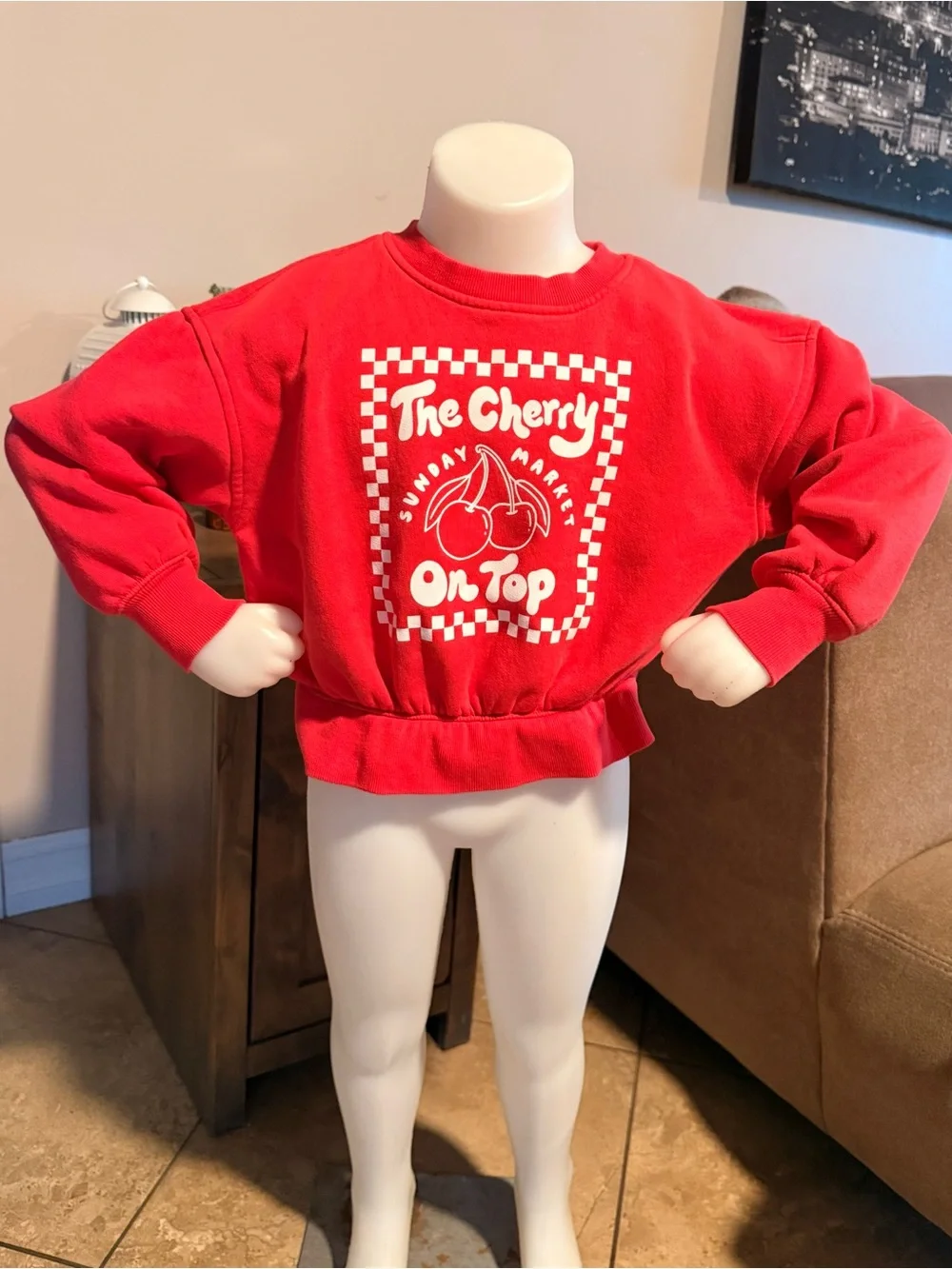 Old Navy Red Kids Graphic Sweatshirt with Cherry Print